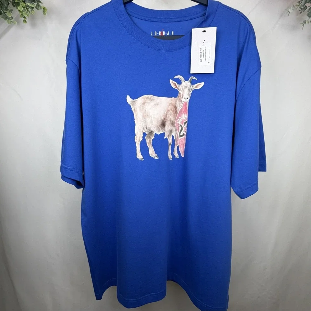 Nike Air Jordan GOAT Jumpman 23 Bulls Graphic T-Shirt Blue Men's L IF0786-459